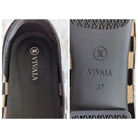 Vivaia square-toe v-cut (Margot 2.0) checkered flats  Sz 37 - Picture 6 of 10